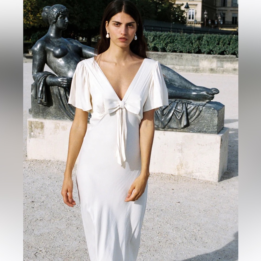 Ciao Lucia Silk Bow Brunello Dress (Ivory)